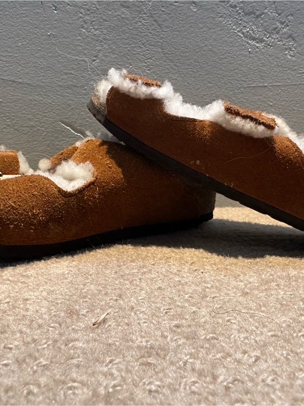 Birkenstock Kids Faux Shearling Slip-Ons in Chestnut